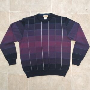 Vintage Monte Chairo Men's Purple and Navy Sweater United Made In Italy Size L